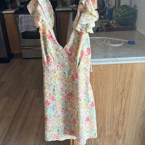 Altar'd State Floral Backless Dress - Pink and Yellow